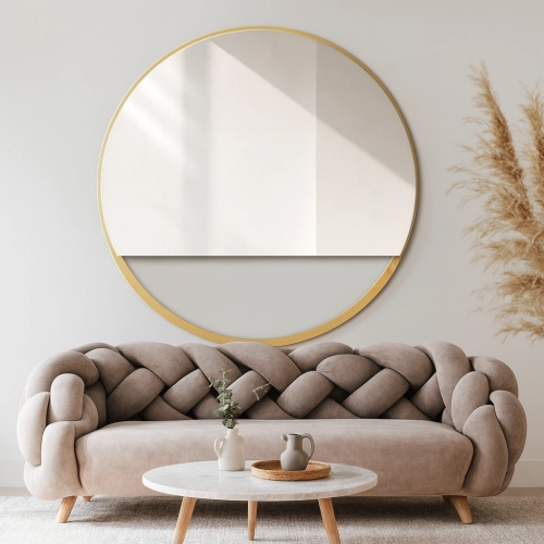 Lustro okrągłe w ramie złotej MDF SLIM z wolną przestrzenią - OLENA